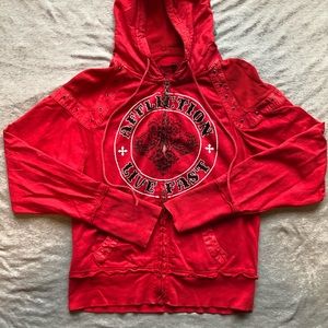 Women’s Affliction Distressed Full Zip Hoodie SM